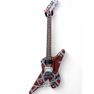 EVH Used EVH Striped Series Shark Red and Silver Solid Body Electric Guitar