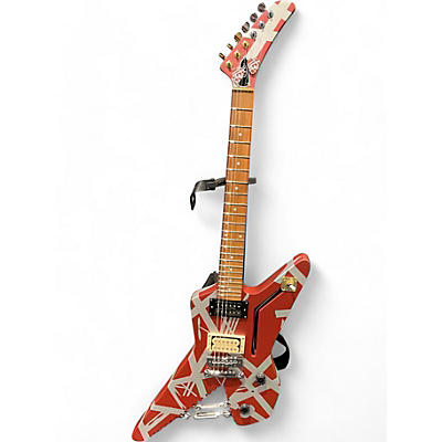 EVH Used EVH Striped Series Shark Red with White Stripes Solid Body Electric Guitar