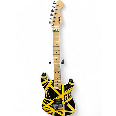 Used EVH Striped Series Star BLACK WITH YELLOW STRIPES Solid Body Electric Guitar