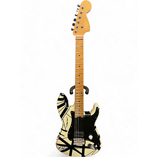 EVH Used EVH Striped Series WHITE BLACK STRIPES Solid Body Electric Guitar WHITE BLACK STRIPES