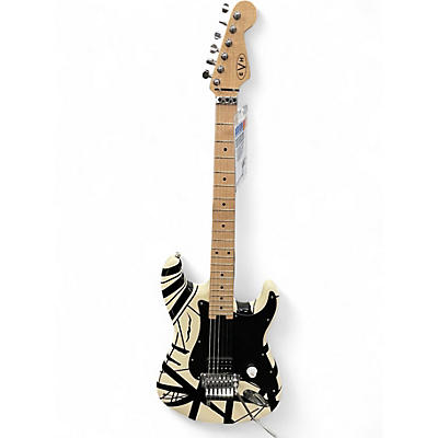 Used EVH Striped Series WHITE WITH BLACK STRIPES Solid Body Electric Guitar