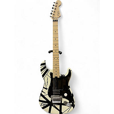 Used EVH Striped Series White With Black Stripes Solid Body Electric Guitar