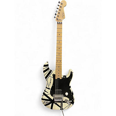 Used EVH Striped Series White with Black Stripes Solid Body Electric Guitar