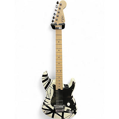 Used EVH Striped Series White with Black Stripes Solid Body Electric Guitar
