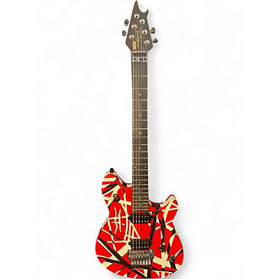 Used EVH Wolfgang Special STRIPED Red with Black and White Stripes Solid Body Electric Guitar