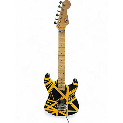 Used EVH yellow black yellow and black stripe Solid Body Electric Guitar