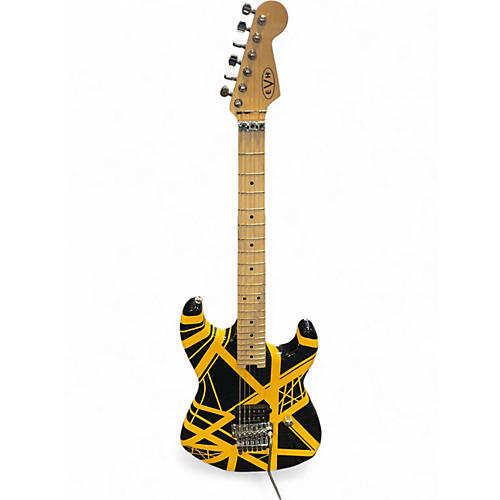 Used EVH yellow black yellow and black stripe Solid Body Electric Guitar yellow and black stripe