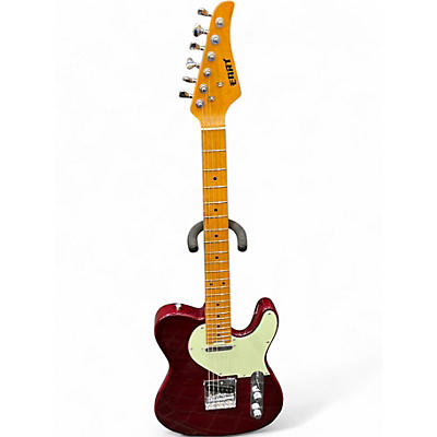 Used Eart Nk-C1 Transparent Red Solid Body Electric Guitar