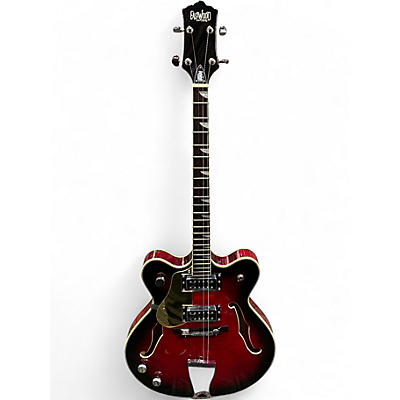 Used Eastwood Classic Tenor Left Handed Candy Red Burst Hollow Body Electric Guitar