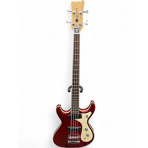 Used Eastwood HI FLYER Red Sparkle Electric Bass Guitar Red Sparkle