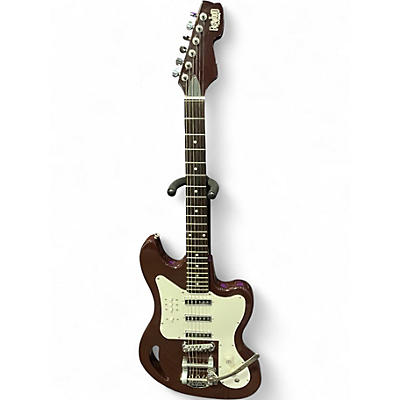 Used Eastwood TB64 Brown Maroon Solid Body Electric Guitar