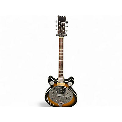 Used Eastwood delta 6 baritone LH Tobacco Burst Hollow Body Electric Guitar