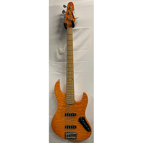 Used Edwards E-AM-128QM Orange Electric Bass Guitar Orange