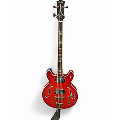 Used Electra 2221 Hollow Body Red Electric Bass Guitar