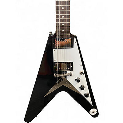 Used Epiphone 1958 Korina Flying V Black Solid Body Electric Guitar