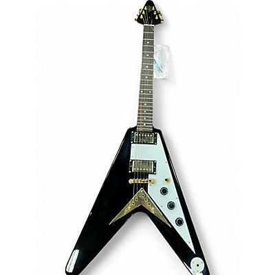 Used Epiphone 1958 Korina Flying V Black Solid Body Electric Guitar