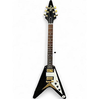 Used Epiphone 1958 Korina Flying V Black Solid Body Electric Guitar