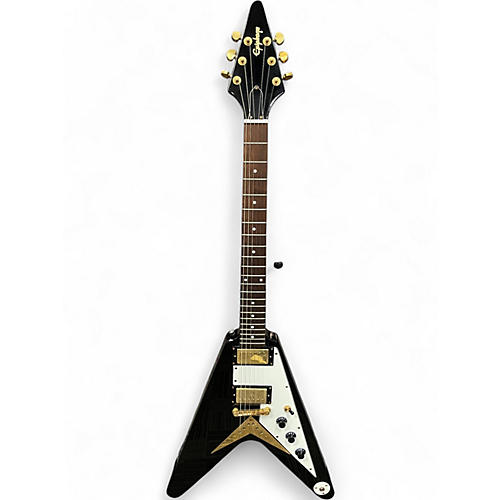 Used Epiphone 1958 Korina Flying V Black Solid Body Electric Guitar Black