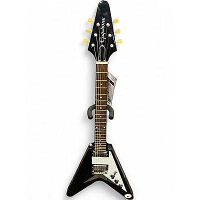 Used Epiphone 1958 Korina Flying V Black Solid Body Electric Guitar