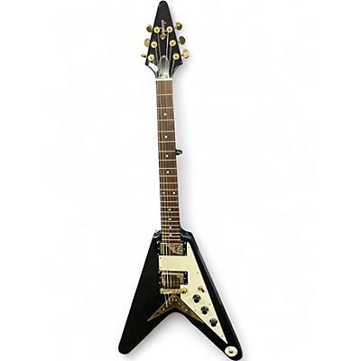 Used Epiphone 1958 Korina Flying V Black Solid Body Electric Guitar