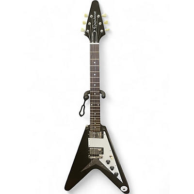 Used Epiphone 1958 Korina Flying V Black Solid Body Electric Guitar