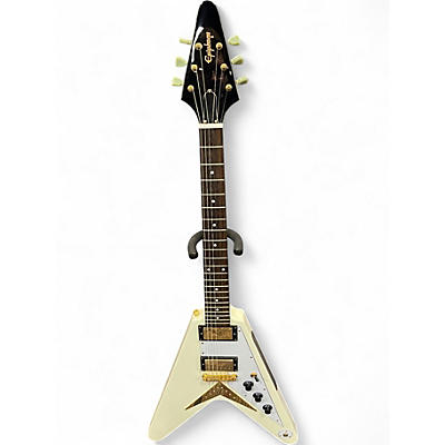 Used Epiphone 1958 Korina Flying V WHITE Solid Body Electric Guitar