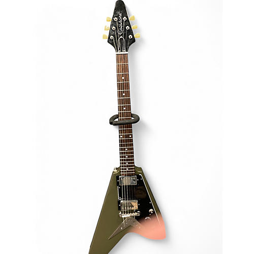 Used Epiphone 1958 Korina Flying V olive green Solid Body Electric Guitar olive green