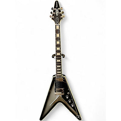 Used Epiphone Brent Hinds Flying V Custom Black and Silver Solid Body Electric Guitar