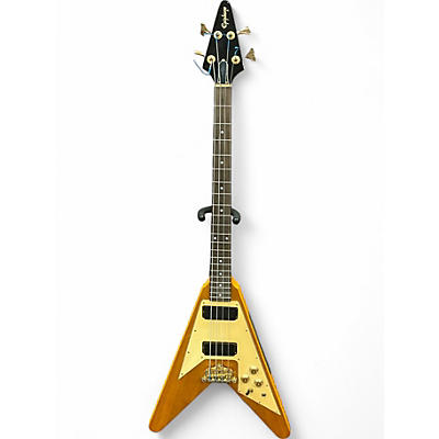 Used Epiphone Custom Shop Limited Edition Korina Flying V Natural Electric Bass Guitar