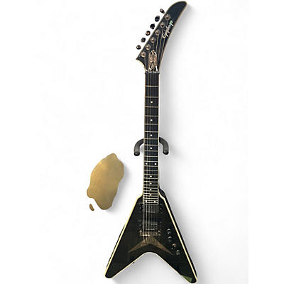 Used Epiphone DAVE MUSTAINE FLYING V CUSTOM Metallic Black Solid Body Electric Guitar