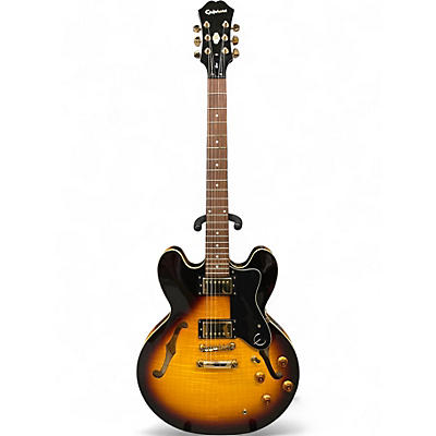 Used Epiphone Dot Deluxe Flametop 2 Color Sunburst Hollow Body Electric Guitar