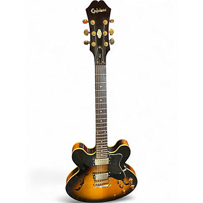 Used Epiphone Dot Deluxe Flametop 2 Color Sunburst Hollow Body Electric Guitar