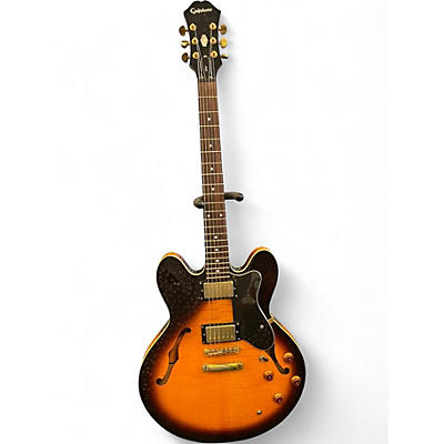 Used Epiphone Dot Deluxe Flametop  2 Tone Sunburst Hollow Body Electric Guitar