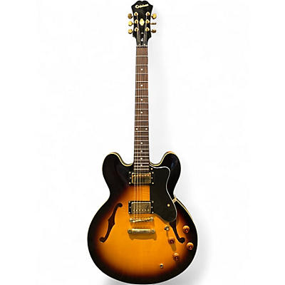 Used Epiphone Dot Deluxe Flametop 3 Tone Sunburst Hollow Body Electric Guitar