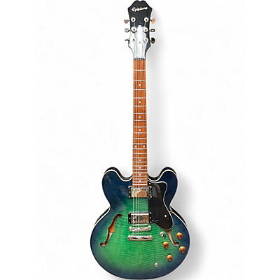 Used Epiphone Dot Deluxe Flametop Aquamarine Hollow Body Electric Guitar