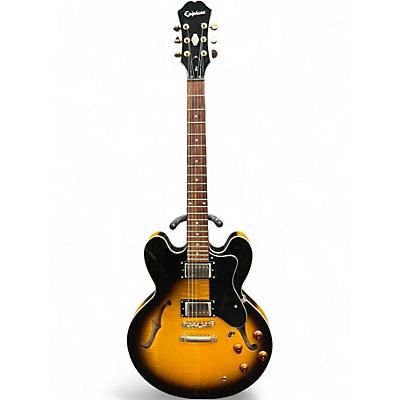 Used Epiphone Dot Deluxe Flametop Vintage Sunburst Hollow Body Electric Guitar