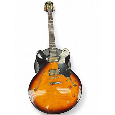 Used Epiphone Dot Deluxe Flametop Vintage Sunburst Hollow Body Electric Guitar