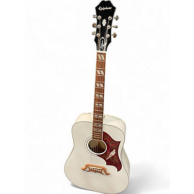 Used Epiphone Dove Pro Dove White Acoustic Electric Guitar