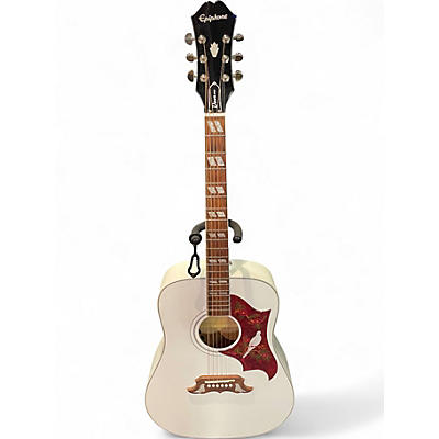 Used Epiphone Dove Pro White Acoustic Electric Guitar