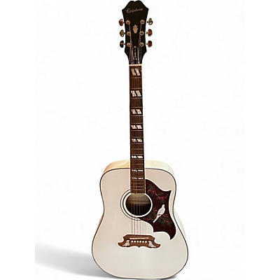 Used Epiphone Dove Pro White Acoustic Electric Guitar
