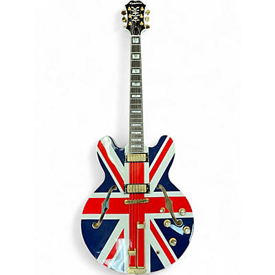 Used Epiphone E212 Union Jack Shearaton White Hollow Body Electric Guitar