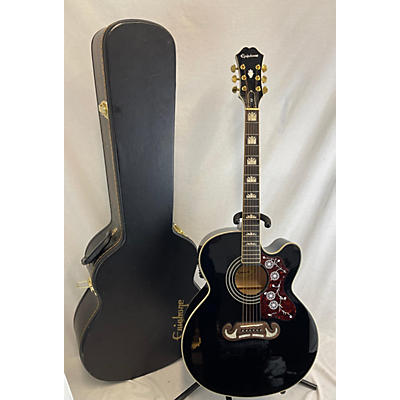 Epiphone Used Epiphone EJ200SCE Black Acoustic Electric Guitar