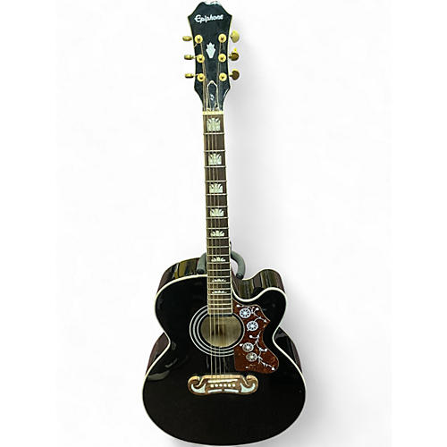 Used Epiphone EJ200SCE Black Acoustic Electric Guitar Black