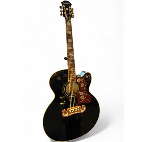 Used Epiphone EJ200SCE Black Acoustic Electric Guitar Black