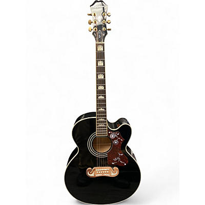Used Epiphone EJ200SCE Black Acoustic Electric Guitar
