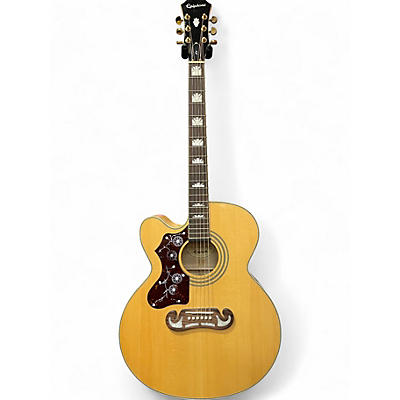 Used Epiphone EJ200SCE Left Handed Natural Acoustic Electric Guitar