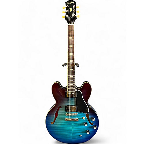 Used Epiphone ES335 Blue and Brown Burst Hollow Body Electric Guitar Blue and Brown Burst