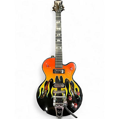 Used Epiphone Flamekat Ebony with Flame Graphic Hollow Body Electric Guitar