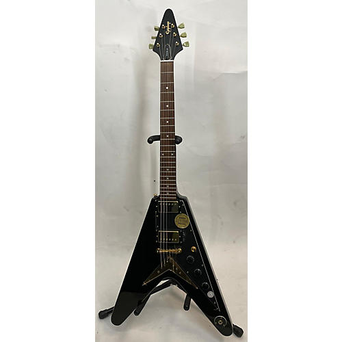 Epiphone Used Epiphone Flying V Custom Ebony Solid Body Electric Guitar Ebony