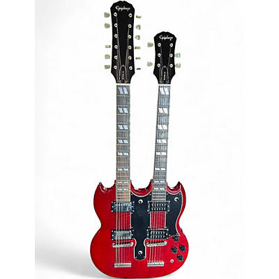 Used Epiphone G1275 Double Neck CHERRY RED Solid Body Electric Guitar